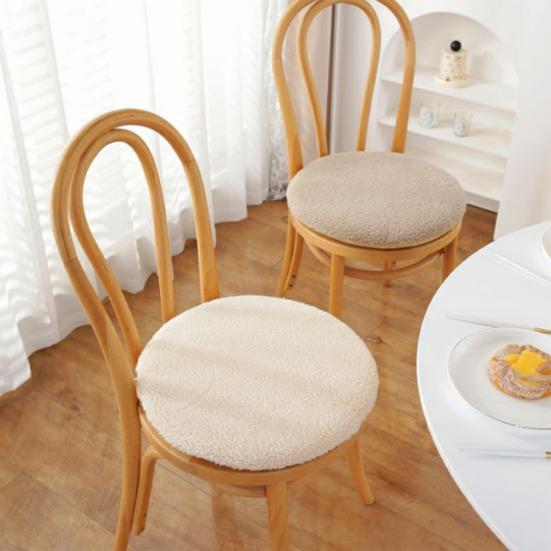 Fleece Kulatý Polštář na Židli Plyšový Sedák z Umělé Ovčí Vlny se Zipem Zima