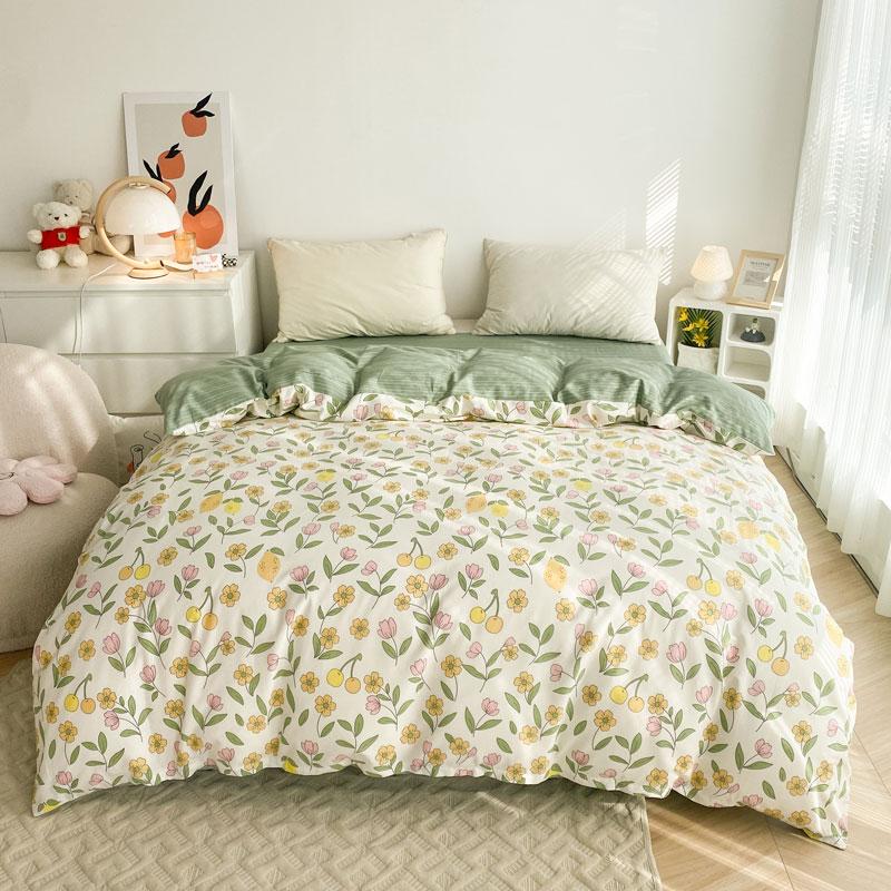 Duvet Cover Comfortable Cotton Quilt Cover AB Double sided Printing Quilt Cover Extra large 220x240 Skin friendly Fabric Quilt