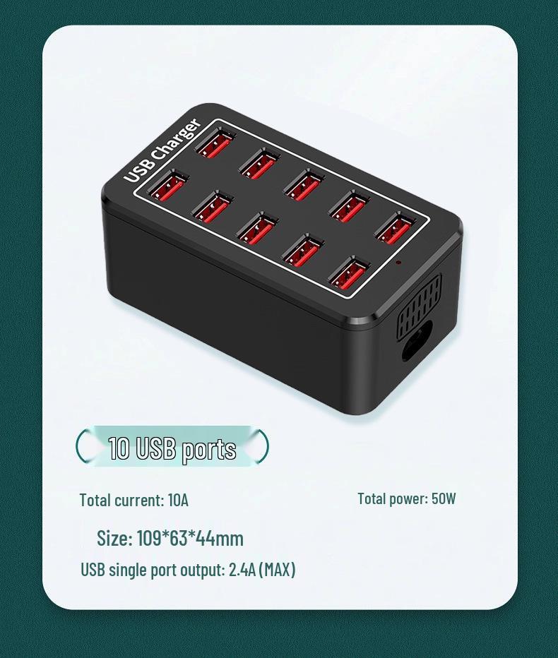 

Настольный органайзер с 10 слотами и многопортовым USB и Type-C зарядным устройством для планшетов и телефонов UK Adapter