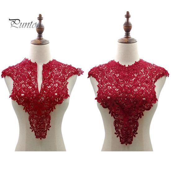 Spetsar Fake Collar Brodered Corsage Hollow Design Stora Blommor Avtagbar Fram/Back Krage Spets Applikation Kvinnlig Charm för syaffär