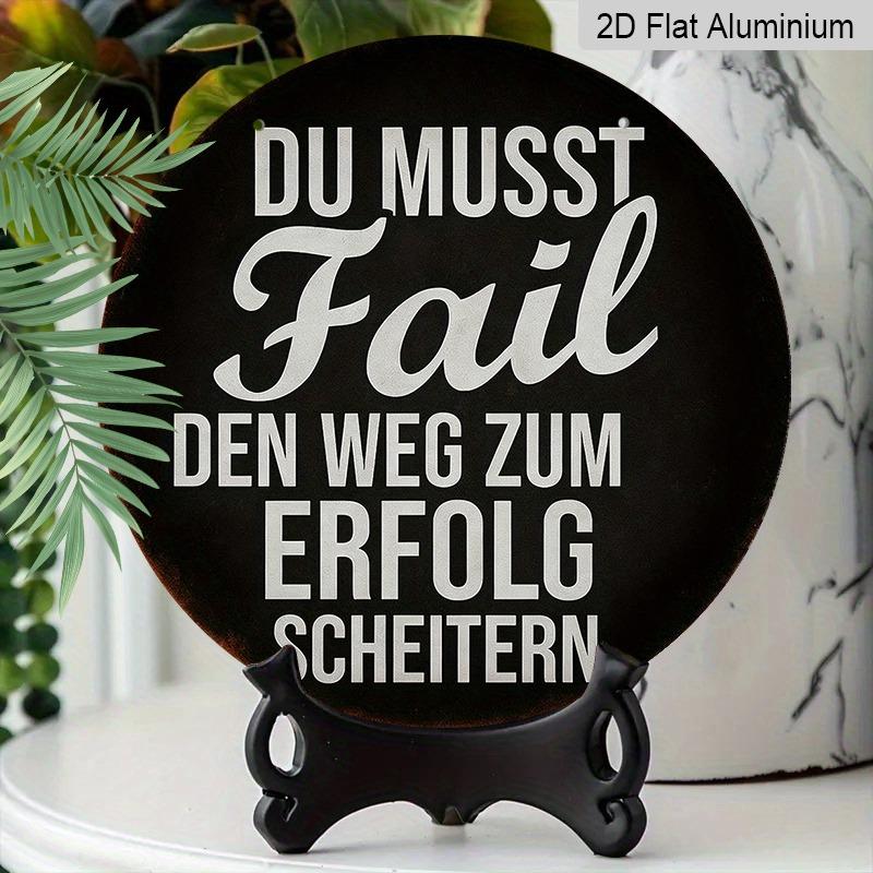 2D Flat Retro Aluminum Wall Decorations in Various Sizes. The German Inspirational Theme "Failure Is An Inevitable Step on The Road To Success