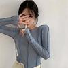 Long Sleeve T-shirts Women Spring Solid O-Neck Elegant Bright Line Decoration Slim Casual Soft High Quality Ladies Clothing Tees
