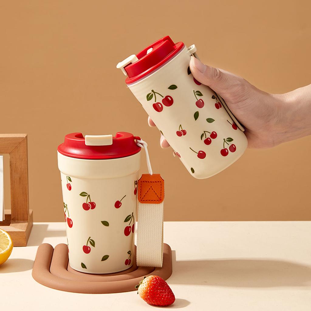 Travel Portable Plastic Coffee Mug With Nylon Rope Sealed Leak Proof Water Cup Cold And Heat-Resistant Milk Coffee Cup