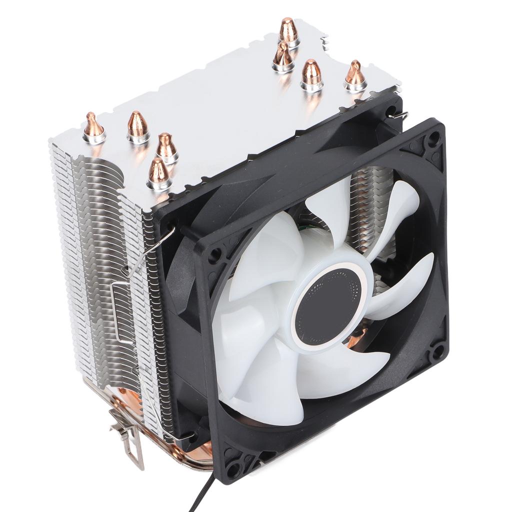CPU-Lüfter 4 Heatpipes 90mm 3-Pin Computer CPU-Kühler mit buntem RGB-Licht für Intel LGA775 1155 1156 für AMD AM2 AM3