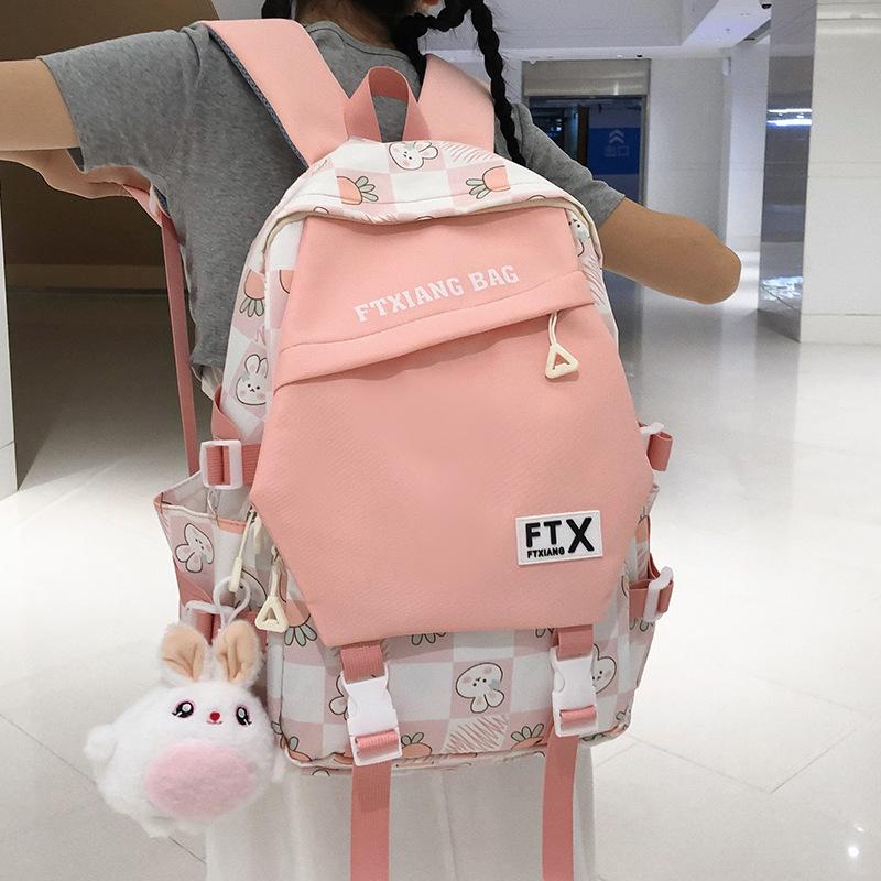 School Bag Elementary School Girl Junior High School Student High School Student College Student Cute Backpack Contrast Color Backpack