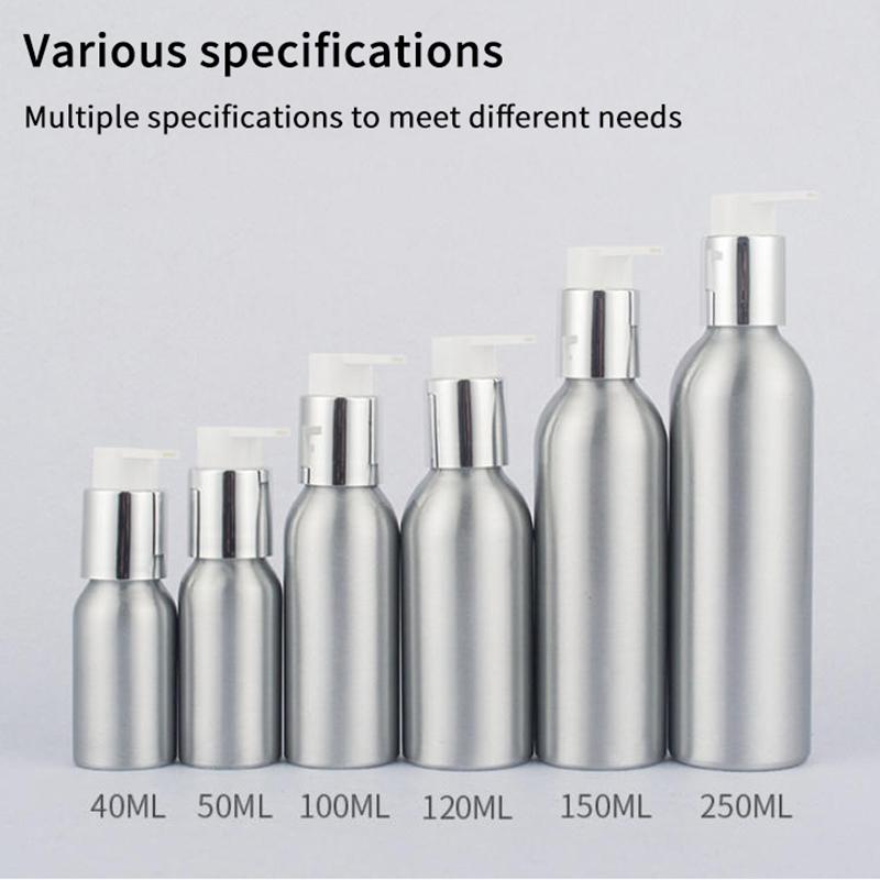 40-200Ml Aluminum Pump Bottle High Quality Lotion Pump Shampoo Lotion Pump Refillable Bottle Liquid Dispenser Travel Container
