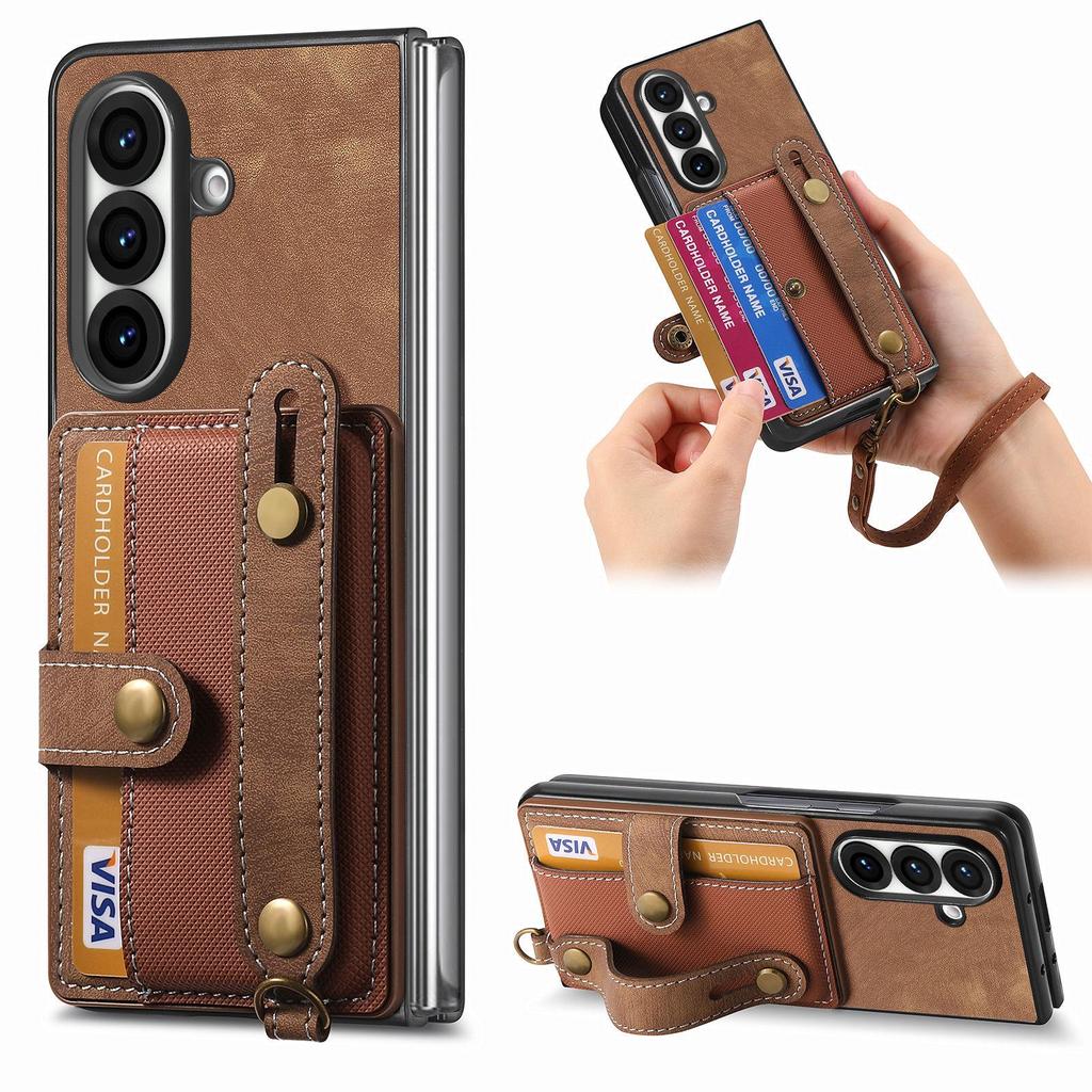 Galaxy Z Fold7 Leather Case with Card Slots - Multifunctional Folding Wallet Protective Cover for Samsung ZFold6