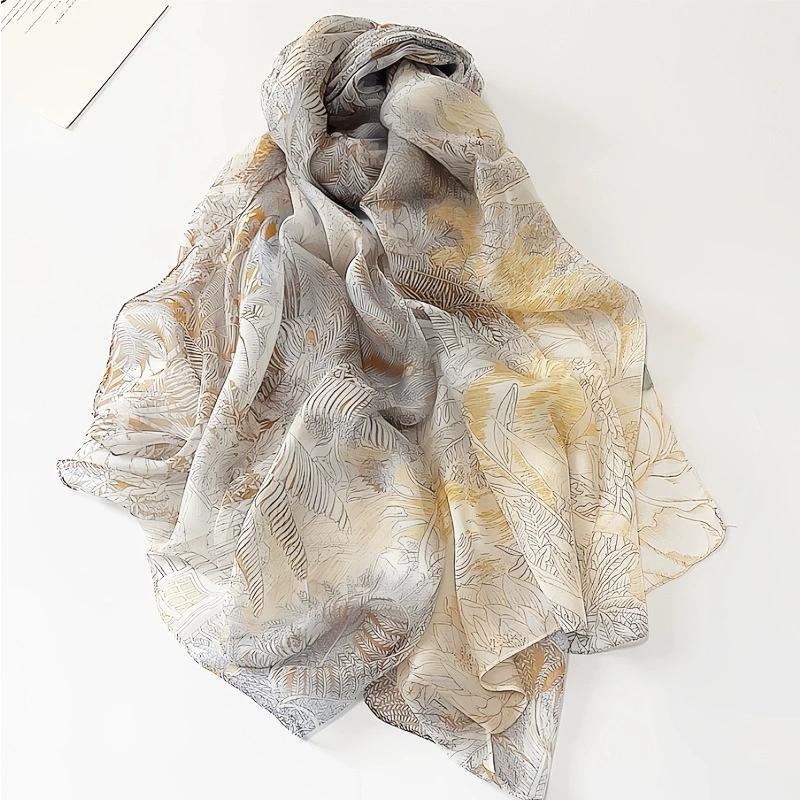 Spring Summer Women Large-size Printed Beach Shawls Muslim Hijabs Travel Thin Sunscreen Scarf/Scarves 100% Silk Beach Scarf