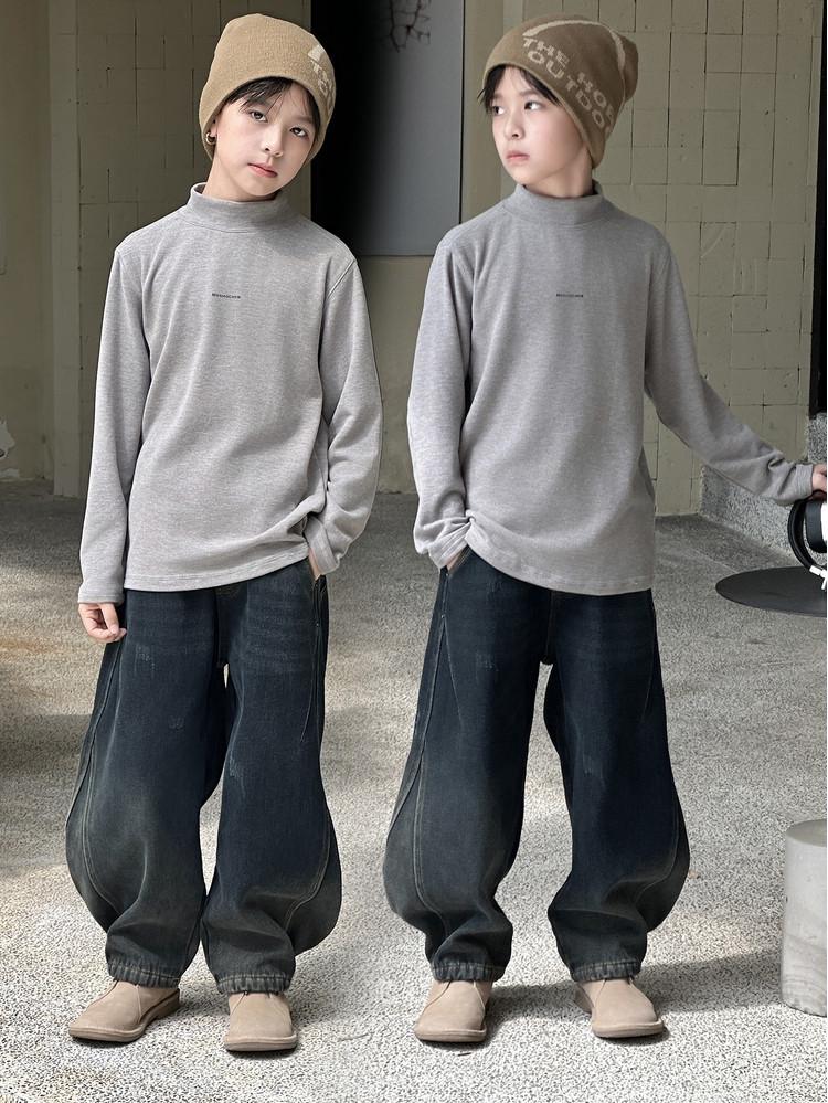 Suéter Quente e Grosso para Meninos - Moda Casual Outono/Inverno 2025 Gola Alta