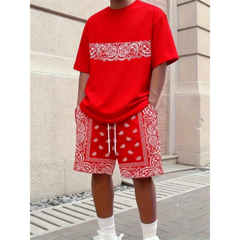 Casual Men's Short-sleeved And Short-shorts Sets, Urban Street Fashion Versatile Men's Tops And Shorts