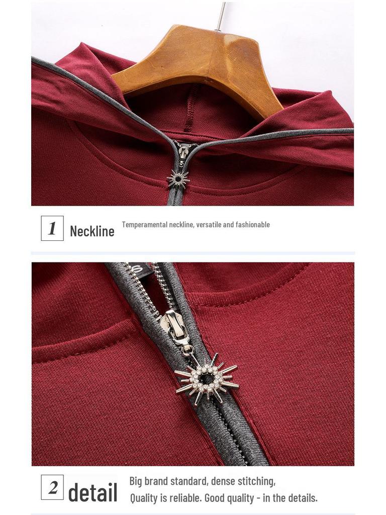 Women's Slim Fit Hooded Short Sleeve Zipper T-shirt - New Korean Style 2026, Solid Color Fashionable Top