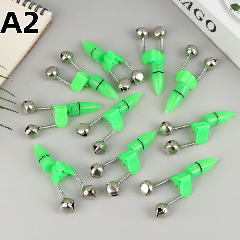 10Pcs Fishing Rod Bite Alarm with LED Light Plastic Clip On Bell Alert for Sea Fishing and Night Angling