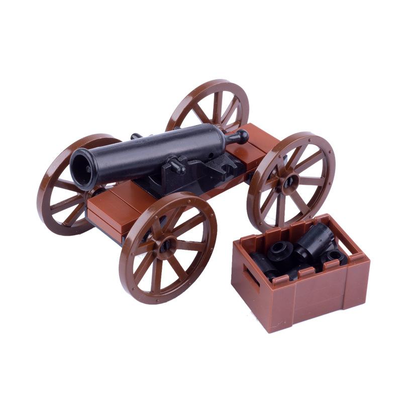 Mittelalterlicher Militärsoldat Miniatur Kanone Kleine Partikel Baustein Piratenschiff Artillerie Szene Ornament Spielzeug