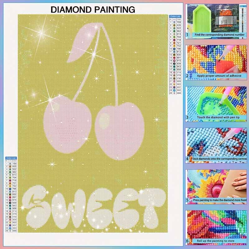 5D DIY Diamond Painting Kit Sweet Cherry Fruit Aesthetic Art Diamond Embroidery Rhinestones Full Drill 30x40cm Wall Decor Gift for Adults