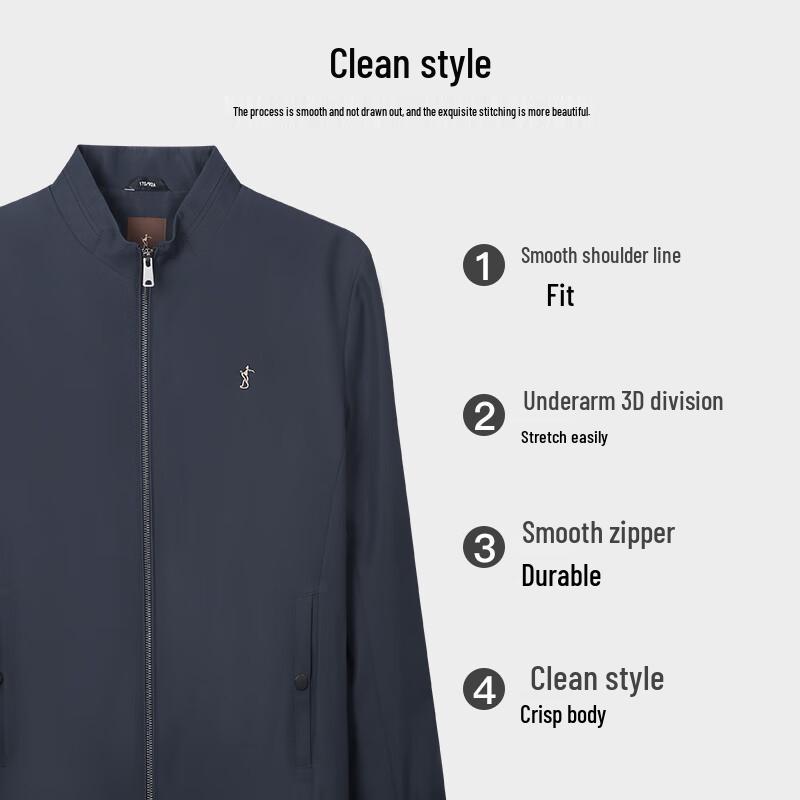 Caizi Men's Stand-Collar Embroidered Lightweight Jacket