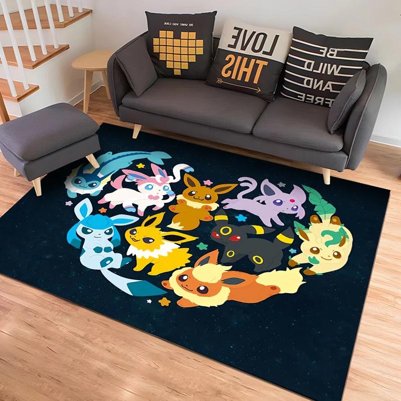 P0kem0n Klasické postavy Pikachu Eevee Potisk Velký koberec Ložnice Obývací pokoj Dětský pokoj Pohovka Rohožka Dětská podlahová dekorace Podložky