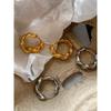 Fashion Retro Gold Silver Cable Stitch Simple Bracelet Earrings Circle Female Accessible Luxury Fancy Ear Clip Earrings Earrings Female Autumn