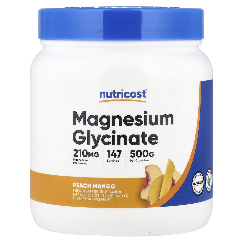 Glycine Magnesium, Peach Mango Flavor, 500G(17.9Oz)