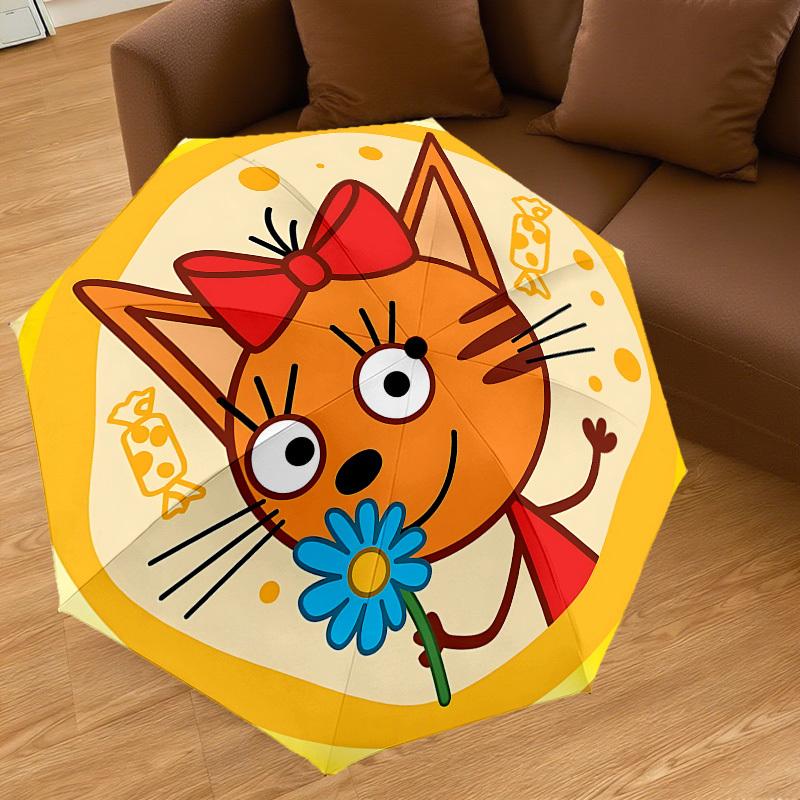 1PC cat flower Umbrella-8-Rib Reinforced, Automatic Open, Lightweight & Durable, Cute Fashion Accessory for Outdoor, Beach or Casual Use, Beach Umbrel