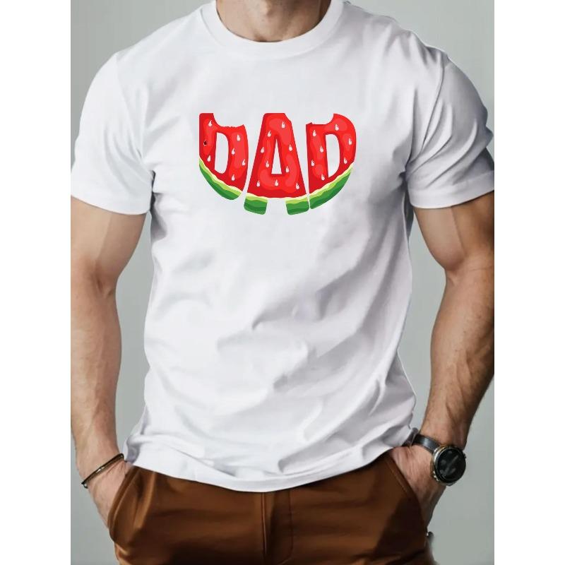 

European sizes Fashion Men s T-Shirt Summer Casual Short Sleeve Watermelon Letter DAD Graphic Top Crew Neck Breathable Men s Tee 4XL білий