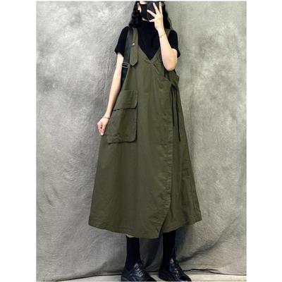 2025 Spring and Summer New Retro Strap Skirt Foreign Fashionable Loose Large Size Versatile Cotton Suspender Skirt Children