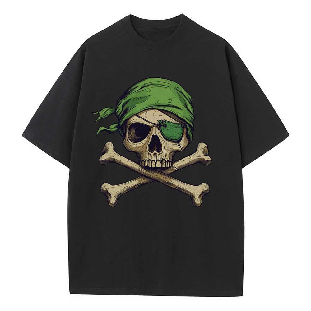 Summer Cotton T Shirt Graphic Tees Baggy Dropped Shoulders Oversized Short Sleeve Design Clothes Pirate Logo Graphic Tops