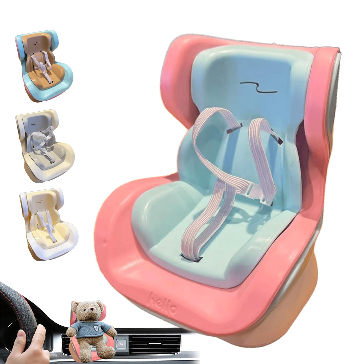 

Plush Toy Child Seat Doll Car Seat Vent Clip Car Car Seat Toy Doll Stroller Decorative Desktop Ornament with Seatbelt Car and Desktop Use Lightweight синий