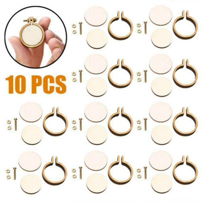 Kali 10x Mini Embroidery Hoops Ring Wooden Hand Crafts Cross Stitch Frame Tools