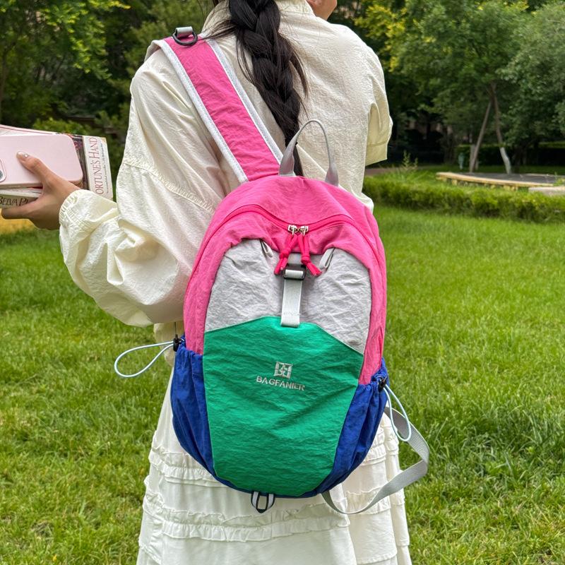 Schoolbag Outdoor Travel Backpack Men's and Women's Lightweight Large Capacity Colour Contrast Splicing Leisure Sports Travel Mountaineering Backpack
