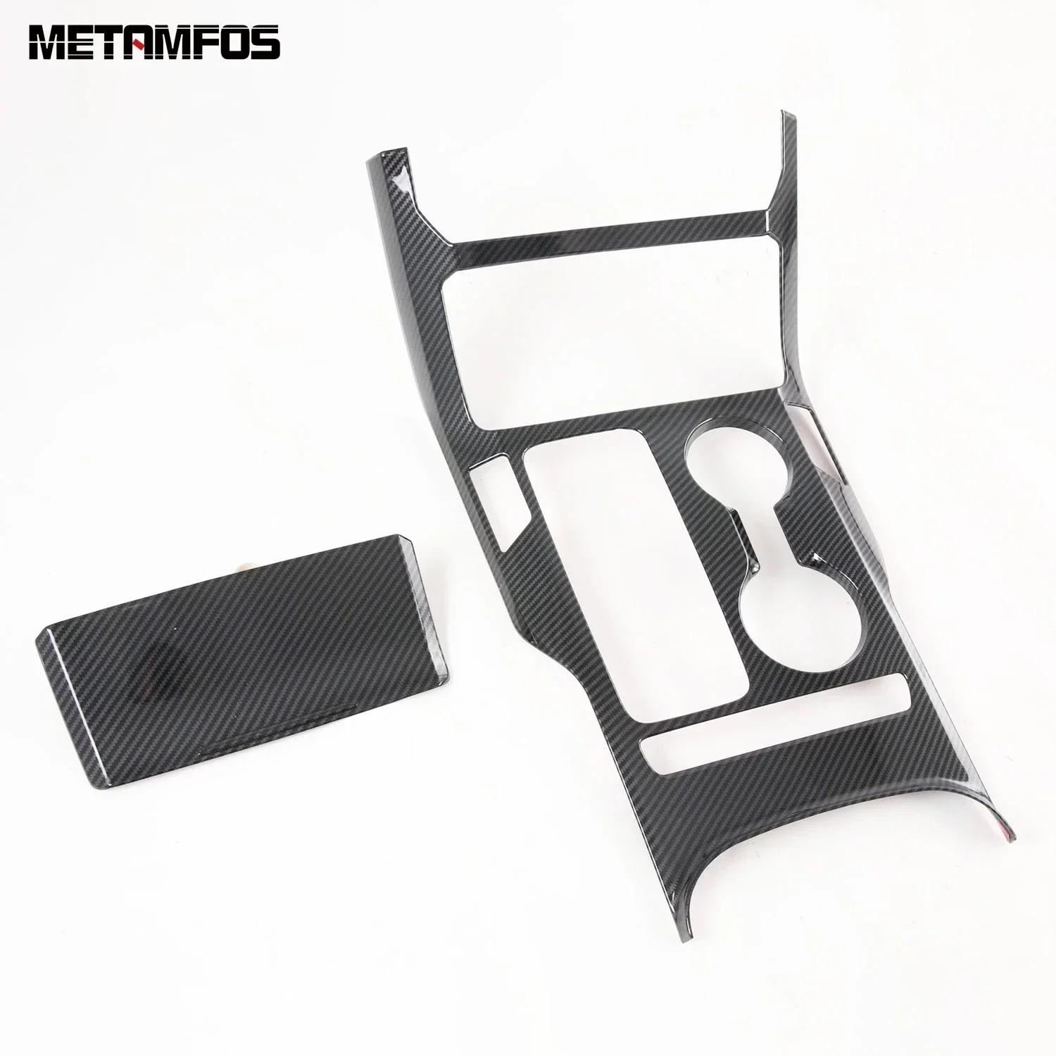For Kia Mohave Borrego     2024 2025 Carbon Fiber Gear Shift Box Panel Cover Trim Water Cup Holder Accessories Carbon Fiber Plastic