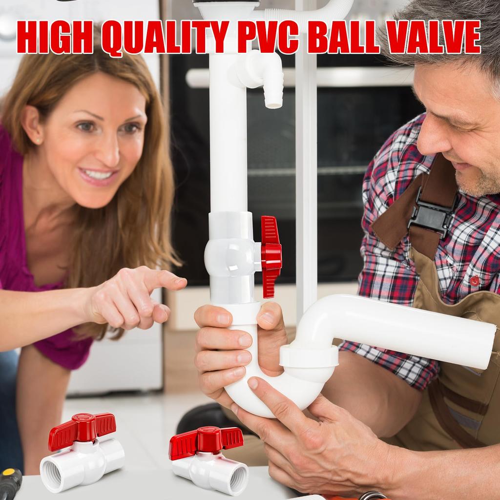5 pcs 1 2 inch PVC ball valve T-handle switch threaded water pipe valve pressure resistance