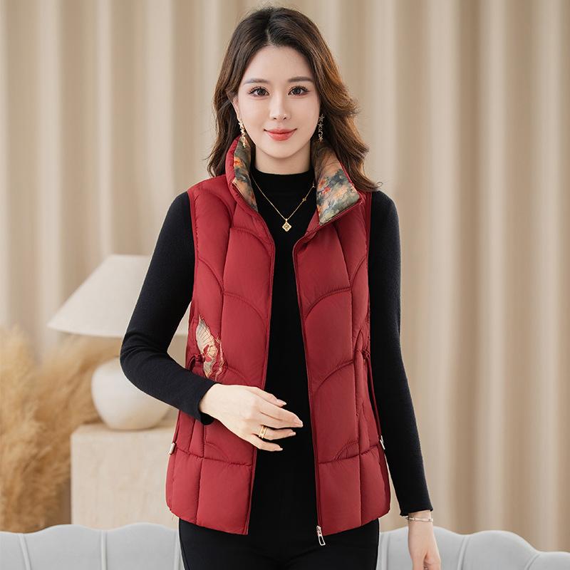 

Mother Down Cotton-padded Jacket Short Vest Short Autumn and Winter Cotton-padded Clothes Middle-aged and Elderly Winter Clothes New Chinese Vest 5XL