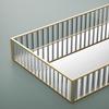 Small Striped Glass Tray with Brass Frame & Mirror Cosmetic Organizer for Vanity Desk