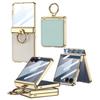 Suitable for Samsung Z Flip7 Mobile Phone Case Magnetic Folding Hinge Plain Leather Pc Electroplate Finger Ring Holder Shell Film Full Packaging