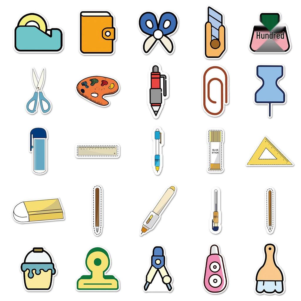 Cartoon Ruler Q Version Waterproof Journal Stickers - 100 Sheets Stationery Set, Creative INS Style