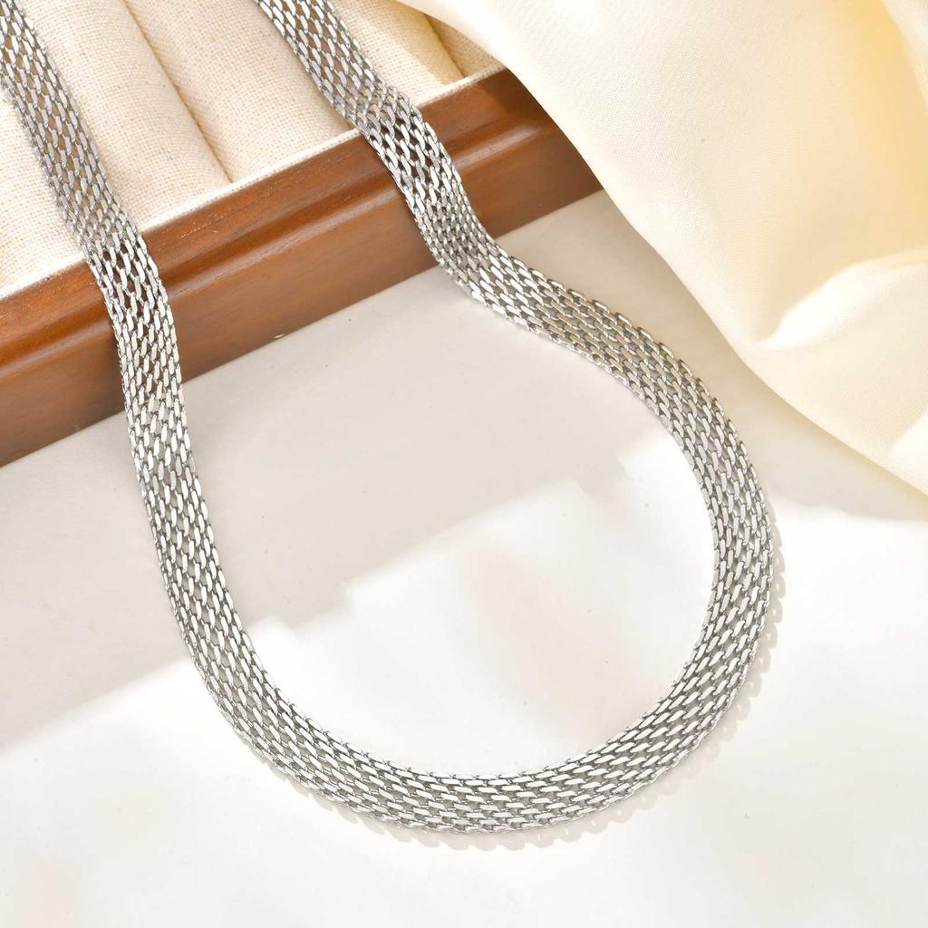 3/8mm Vintage Mesh Choker Necklace for Women,Stainless Steel Thick Chain Necklaces, Trendy Waterproof Jewelry Gift