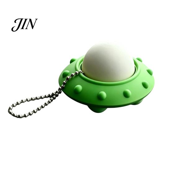 Portable Anxiety Relief 3D Printed UFO Decompression Toy, Creative Flying Saucer Fidget Pendant with Tactile Toy Metal Bead Chain for Stress