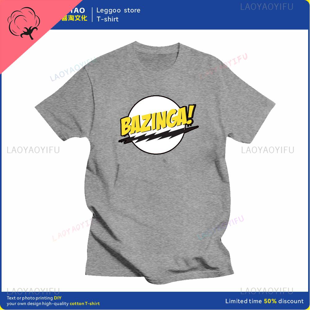 Big Bang Theory Bazinga Tshirt Mens Cotton Shortsleeved Sheldon Cooper Casual Everyday Streetwear