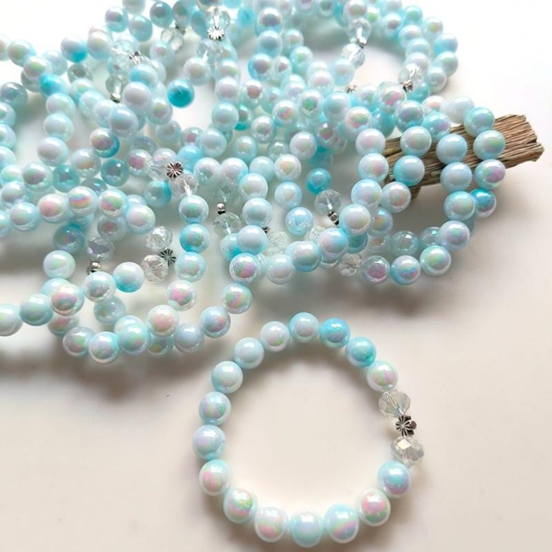 Unisex Handchain Meditation Bead Bracelet Smooth Round Beads Wristband Adjustable Size Bangles Accessory for Men Women