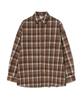 VIVABROWN 85-Viva068 House Forest Oversized Pocket Long Sleeve Check Shirt Brown
