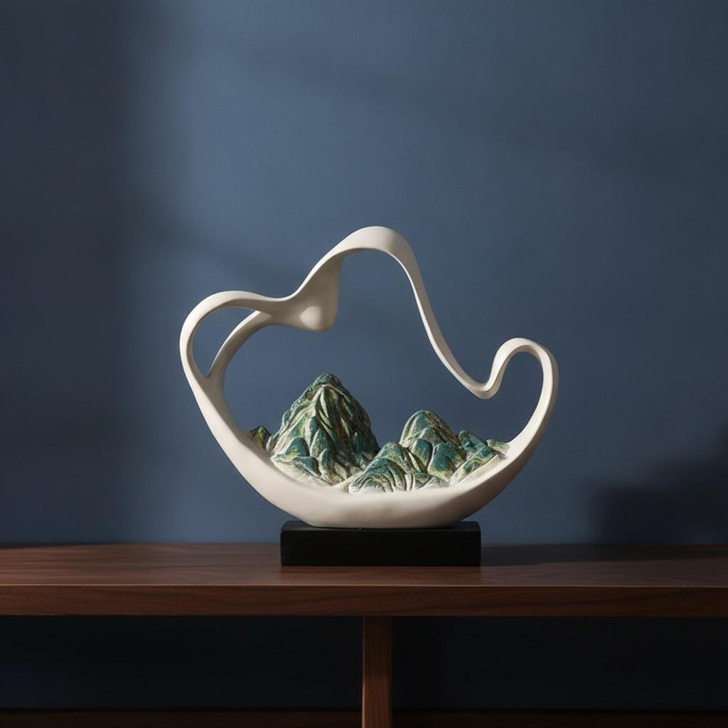 Desktop Sculpture Sculptural Chinese-Style Mountain Ornament for Reception Area