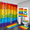 Rainbow Pride Gay Flag Shower Curtain Set Bath Mat Bathroom Toilet Carpet Floor Rug Lesbian Peace Lgbt Home Decor