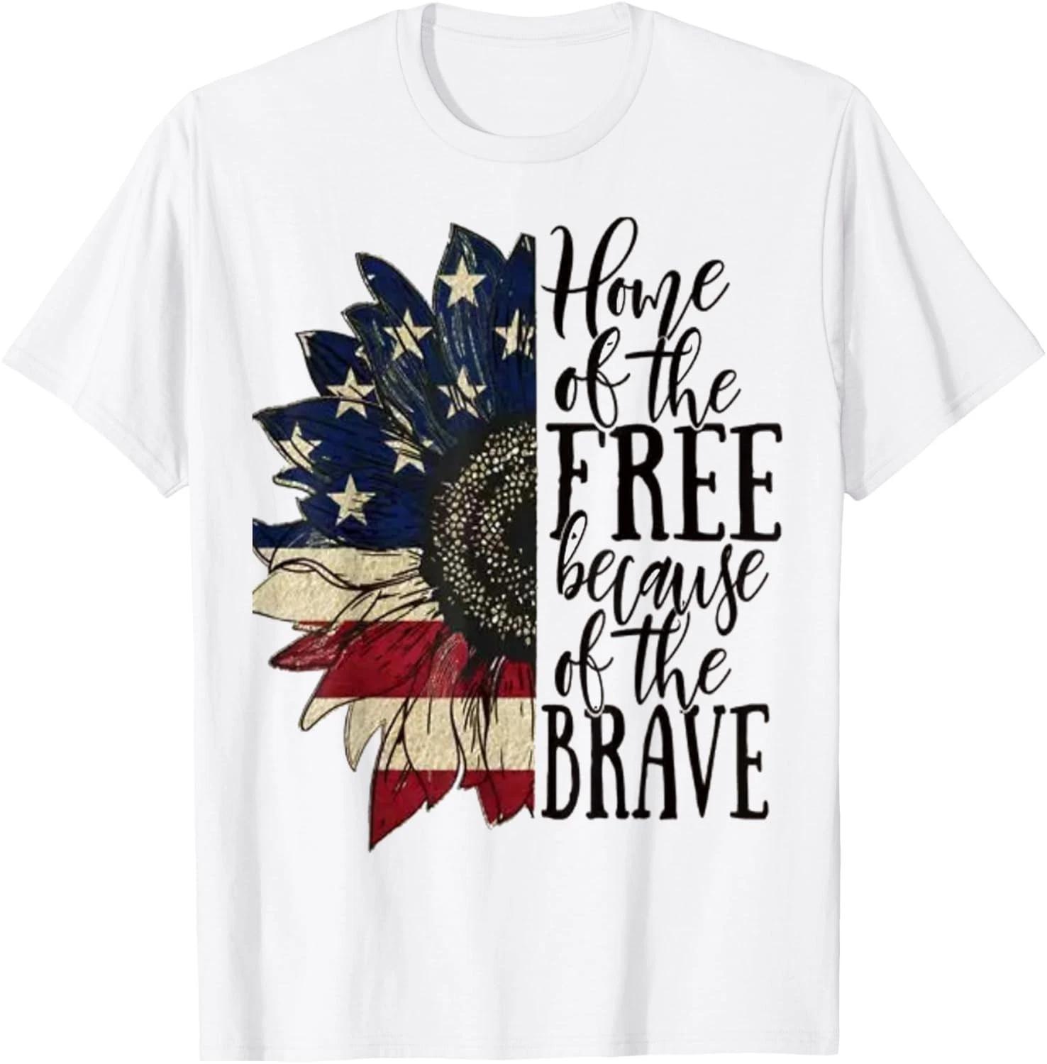 

American Flag Patriot home of the free because of the brave Gift Unisex T-Shirt XL