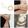18K Gold-Plated Stainless Steel Heart Watch Strap & Natural Stone Ring Set with Cubic Zirconia