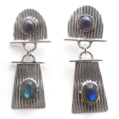Orecchino di pietra di luna Larimar Labradorite, gioielli fatti a mano, gioielli in argento, orecchini da donna