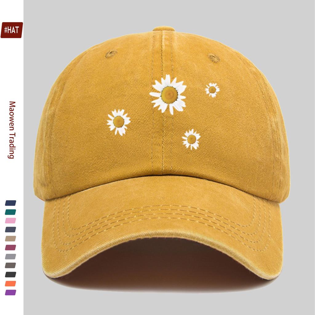 Pc Little Daisy Print Baseball Cap Trucker Sun Hat Comfortable and Lightweight Papa Hat Mom and Dad Beach Party Decorative H