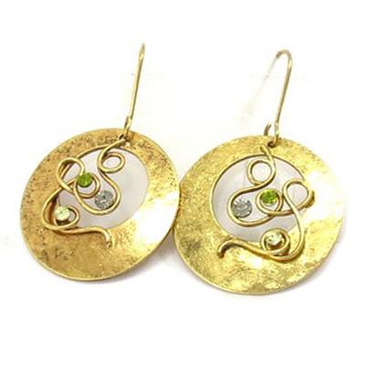 [R3342] - Golden Green 'Cléopatra' Earrings - 40x25 Mm