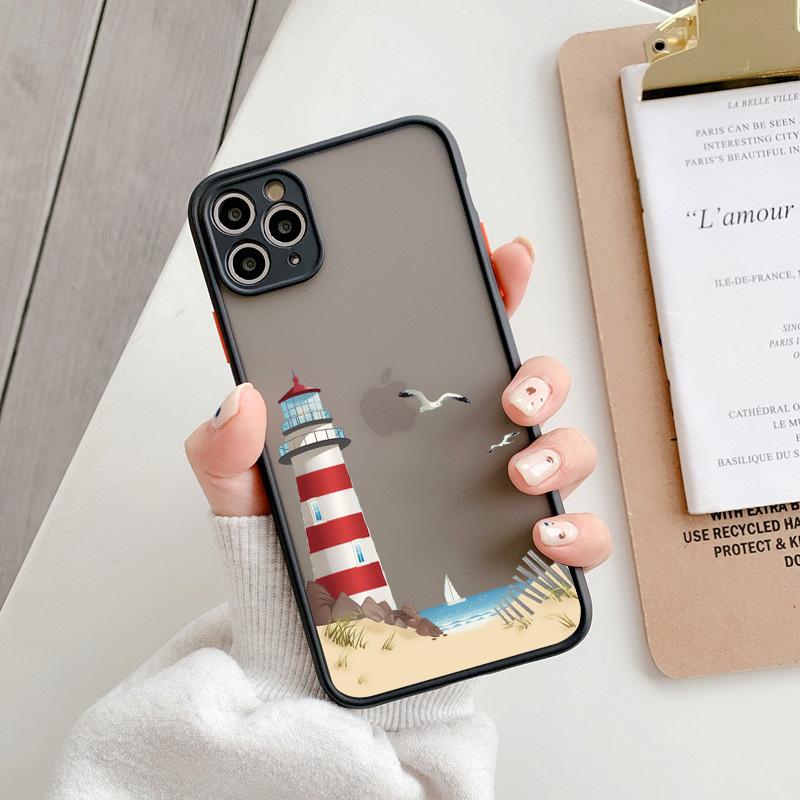 Hand Painted Lighthouse Bird Seagull Phone Case for iphone 17 16 14 11 12 13 15 Pro Max 16 15 14 Plus X XS XR Hard back Covers