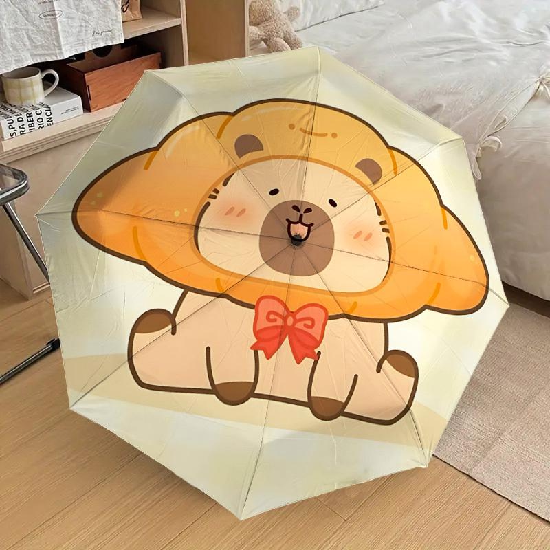 1pc Cute Capybara Pattern Automatic Umbrella Durable Iron Frame & Plastic Handle, Gift for Men & Women, Sturdy Construction Yy250905117