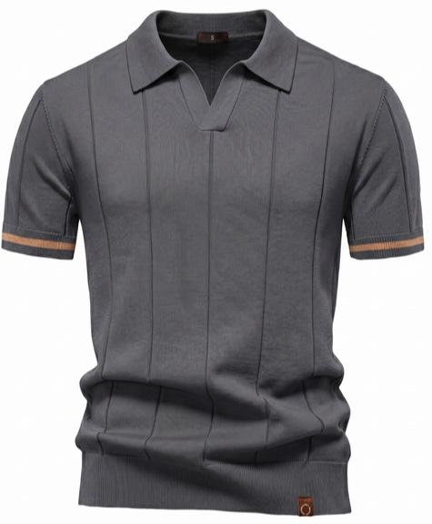 Men's Knitted Polo Shirt, Business Casual Short Sleeve Turn-Down Collar Polo Top Short Sleeve Turn-Down Collar Sweater Polo Tee for Spring Summer
